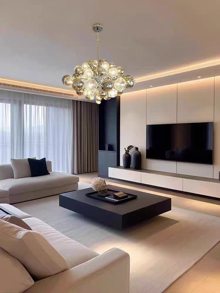 Retro dark style chandelier glass balls with clear and black color