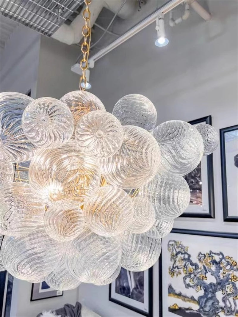 Blown glass bubbles chandelier clear color modern design for dining room