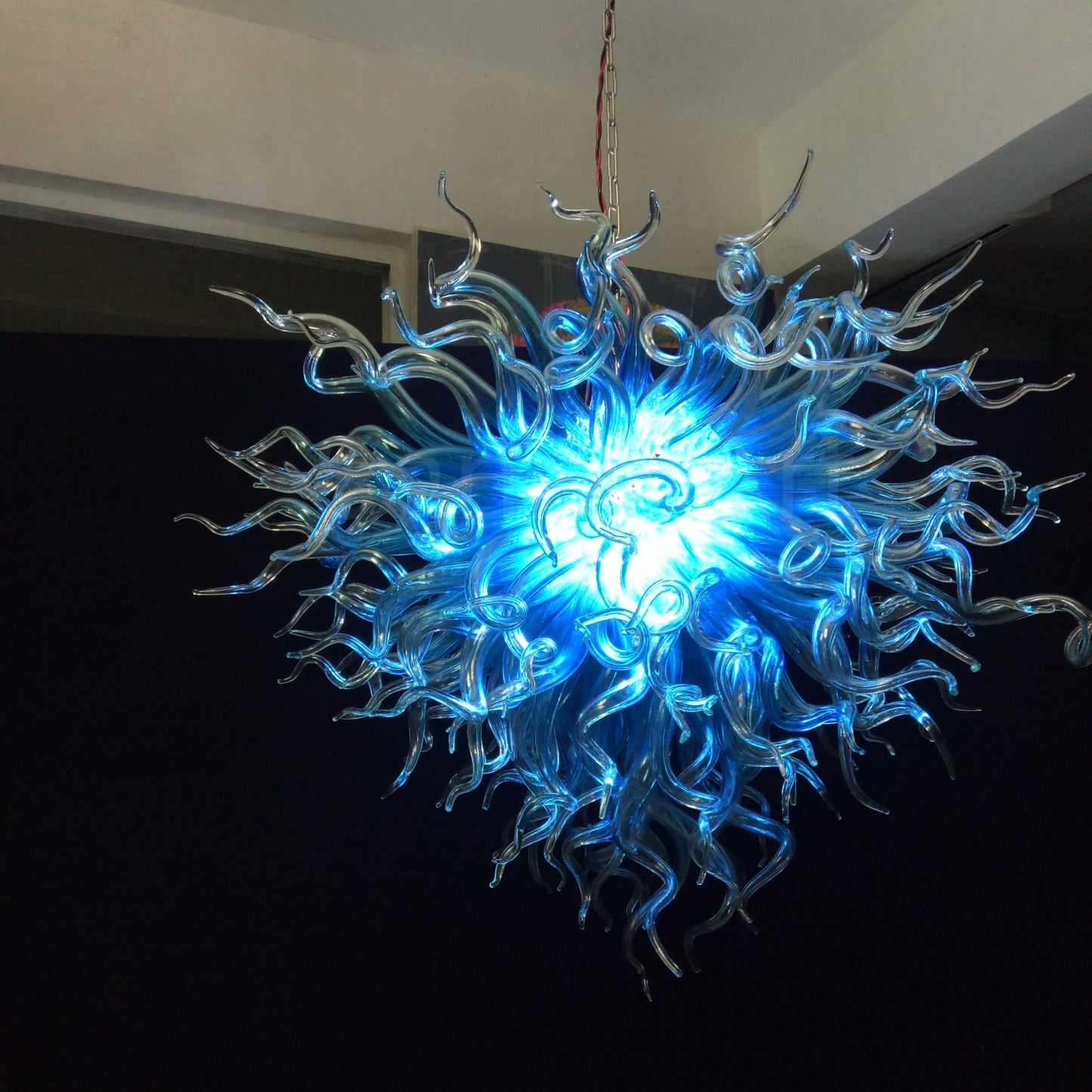Blue hand made DIY glass chandelier modern design