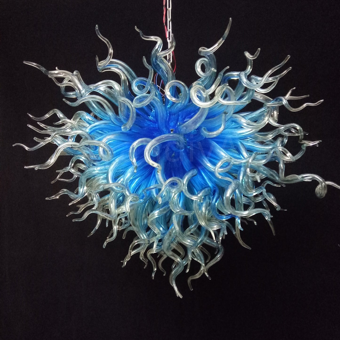 Blue hand made DIY glass chandelier modern design