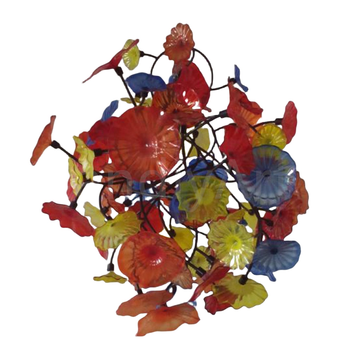 Colorful lotus shape hand made glass leaves chandelier ligthing hotel decoration