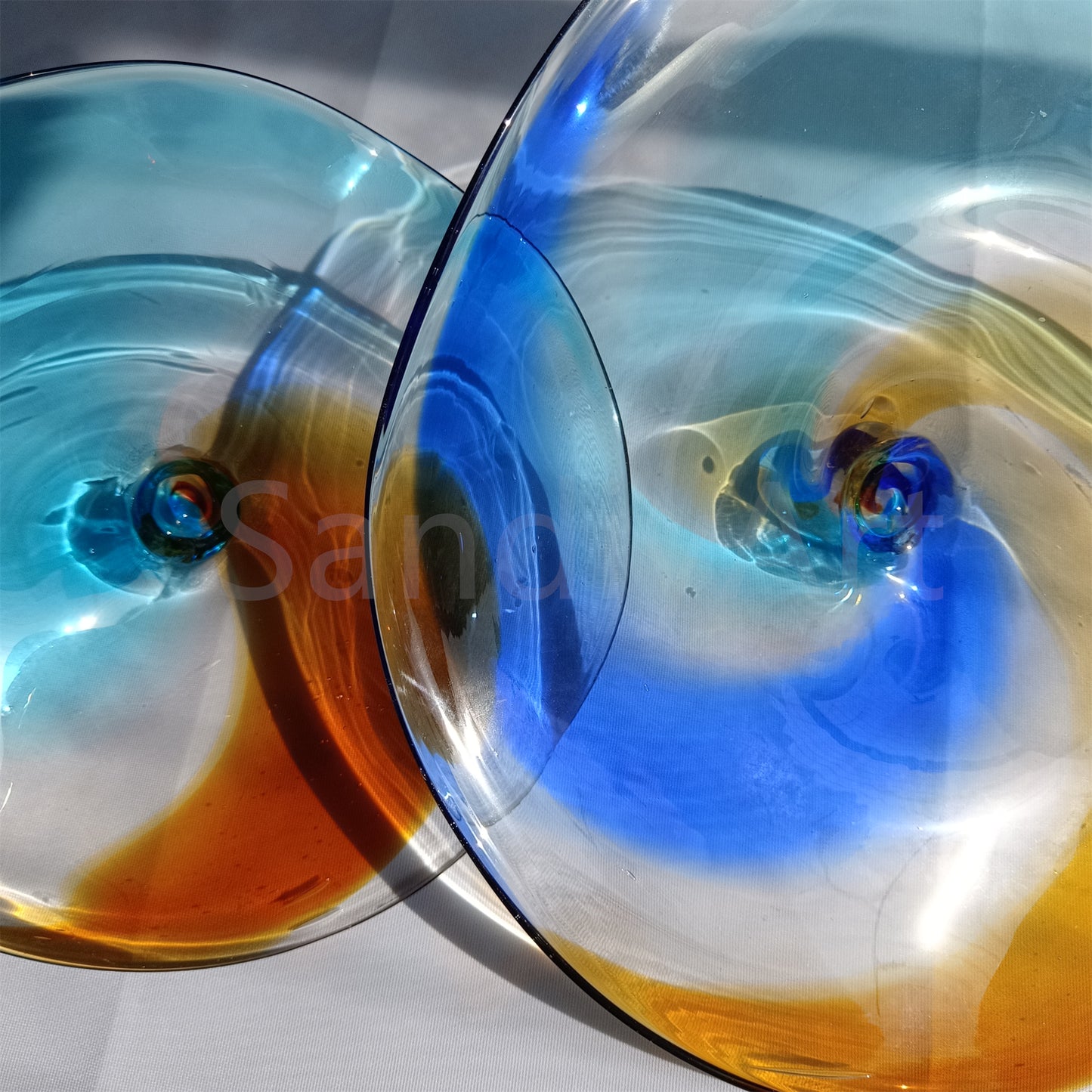 Inspired Chihuly Persian plate rainbow color hand made glass art