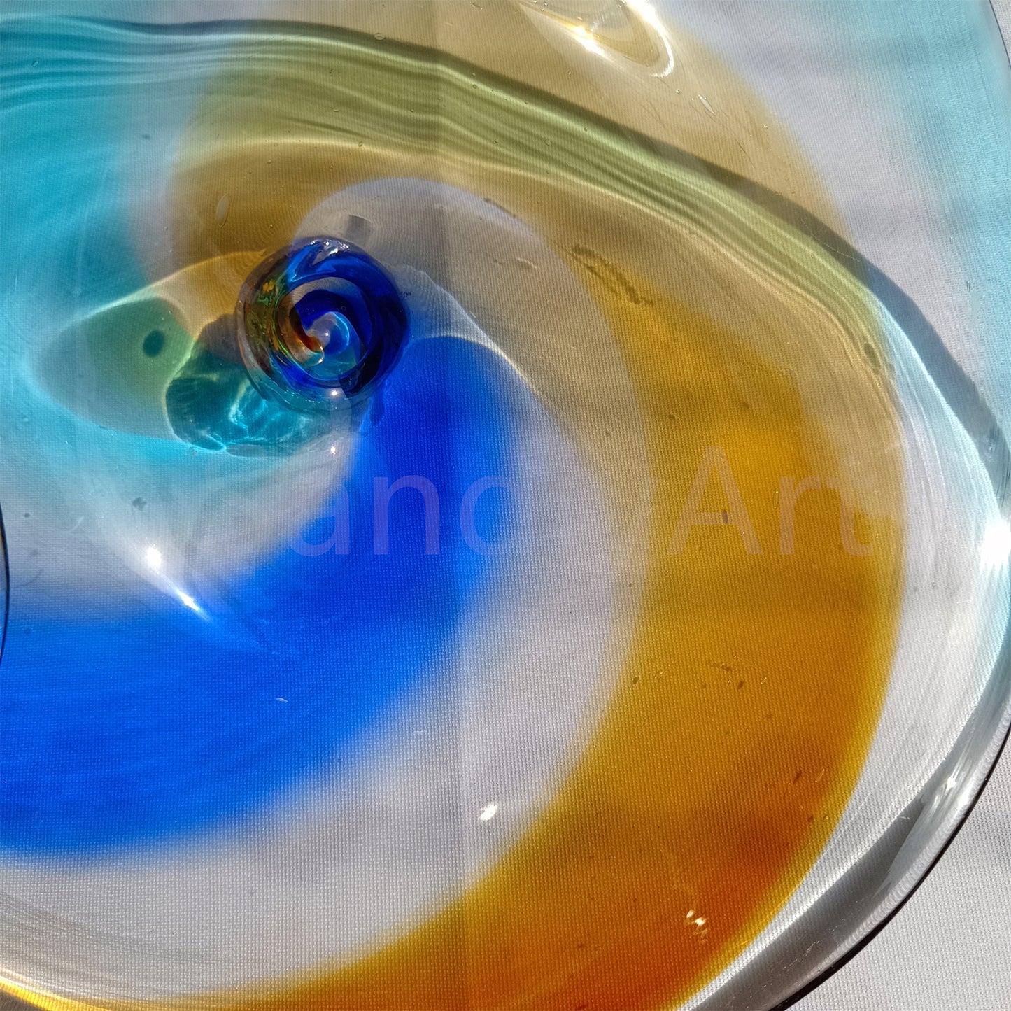 Inspired Chihuly Persian plate rainbow color hand made glass art
