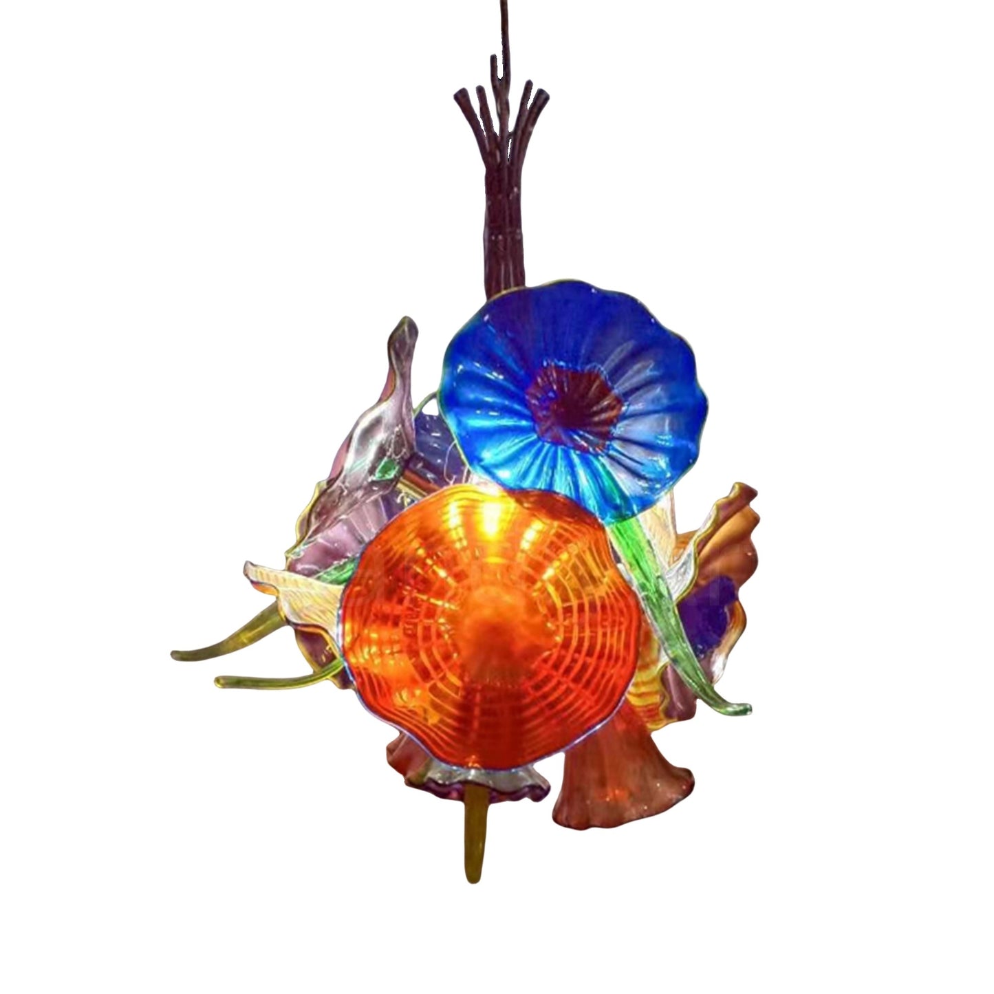 Dining room decoration blown glass chandelier floral