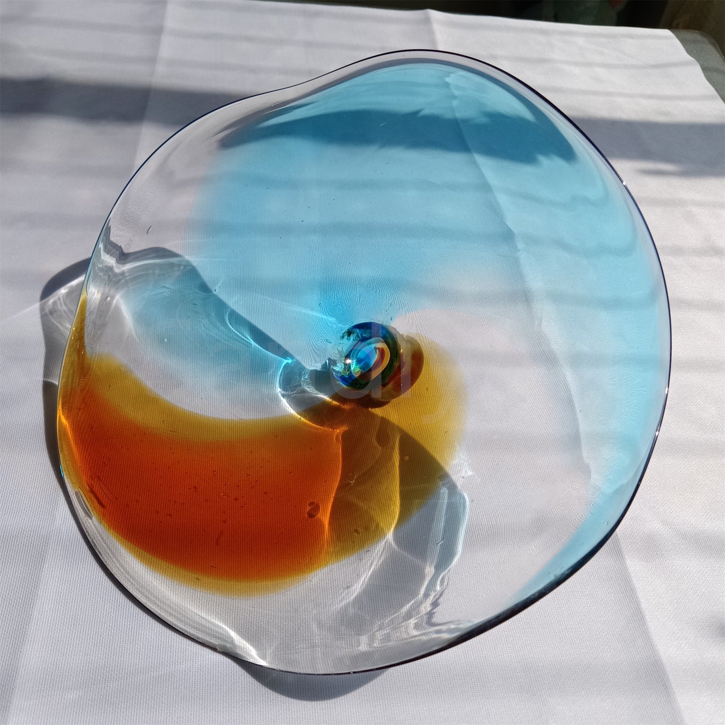 Inspired Chihuly Persian plate rainbow color hand made glass art