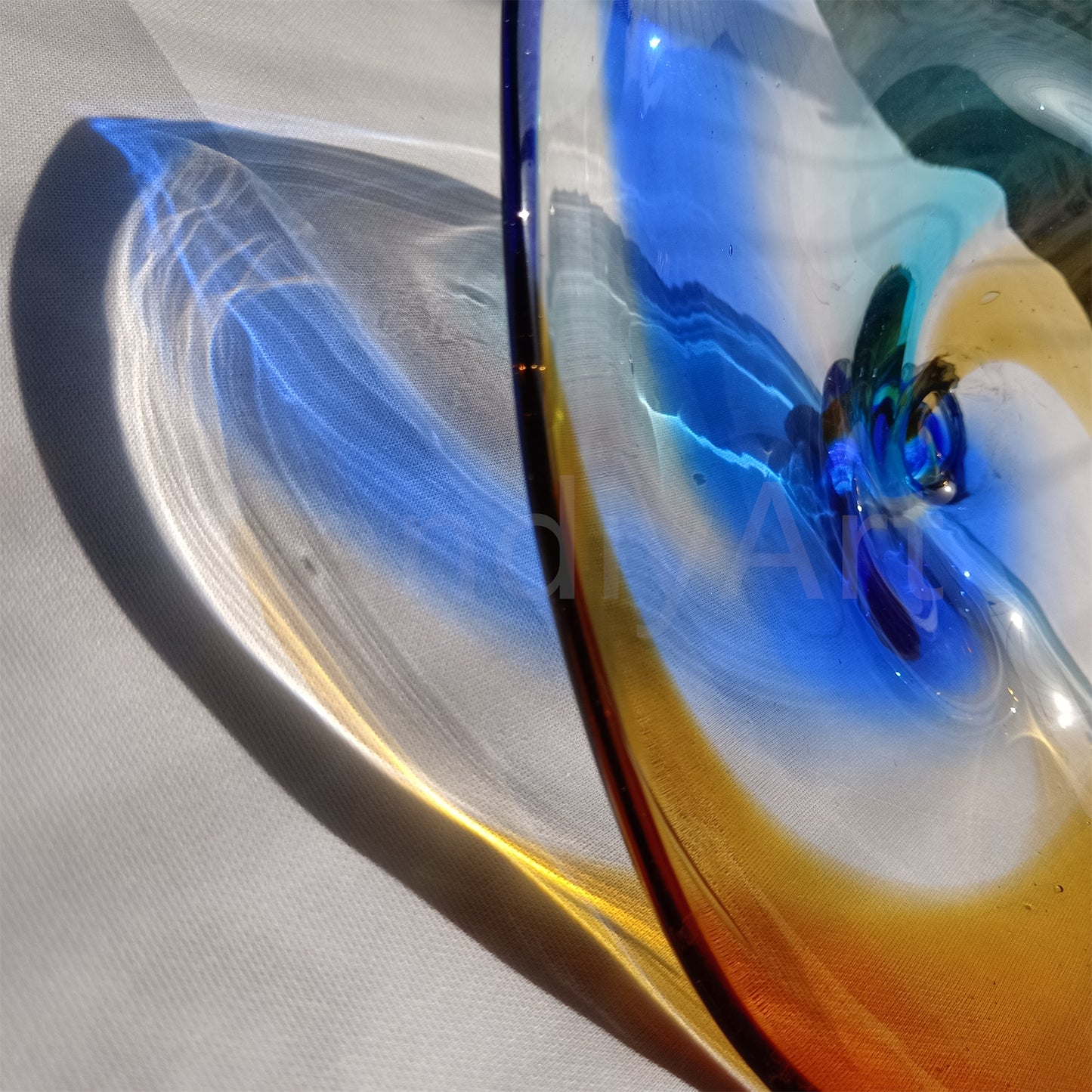 Inspired Chihuly Persian plate rainbow color hand made glass art