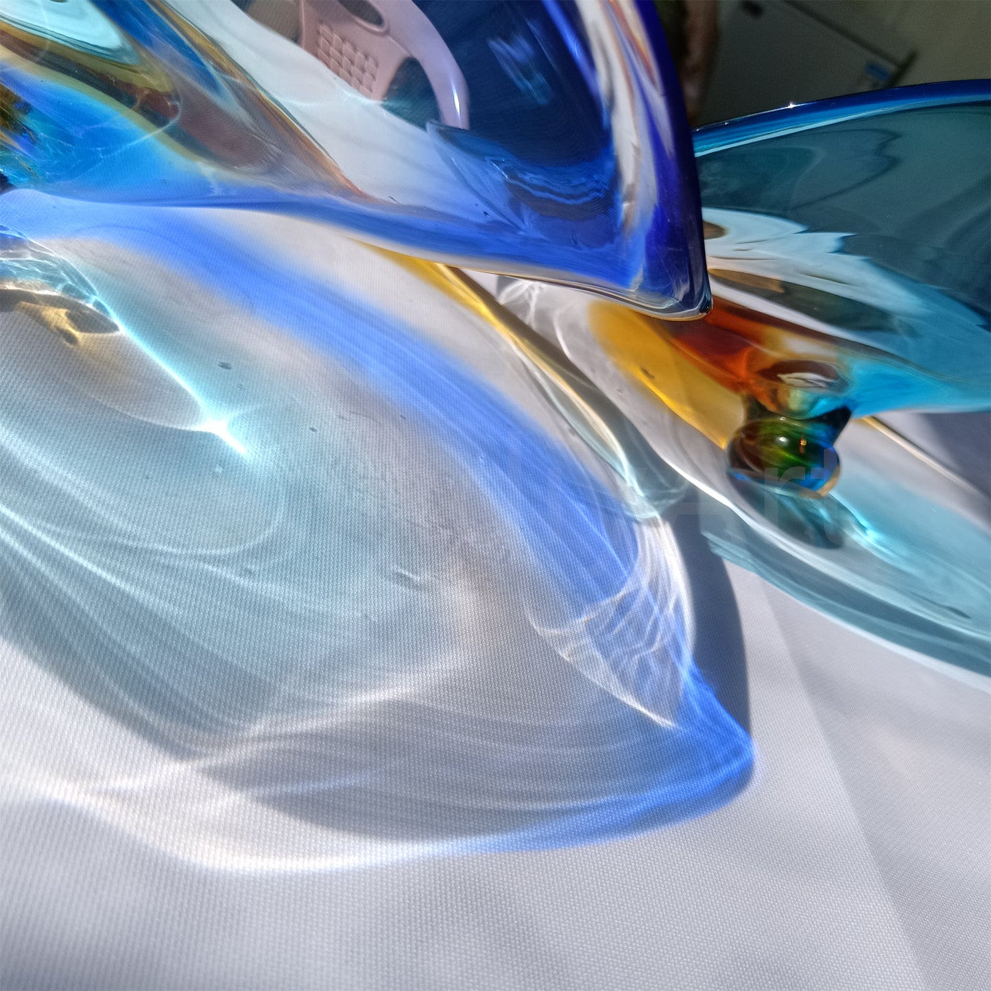 Inspired Chihuly Persian plate rainbow color hand made glass art