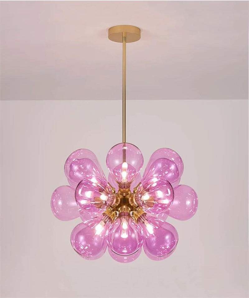 Blown glass bubbles chandelier blue/pink/white/amber color choice