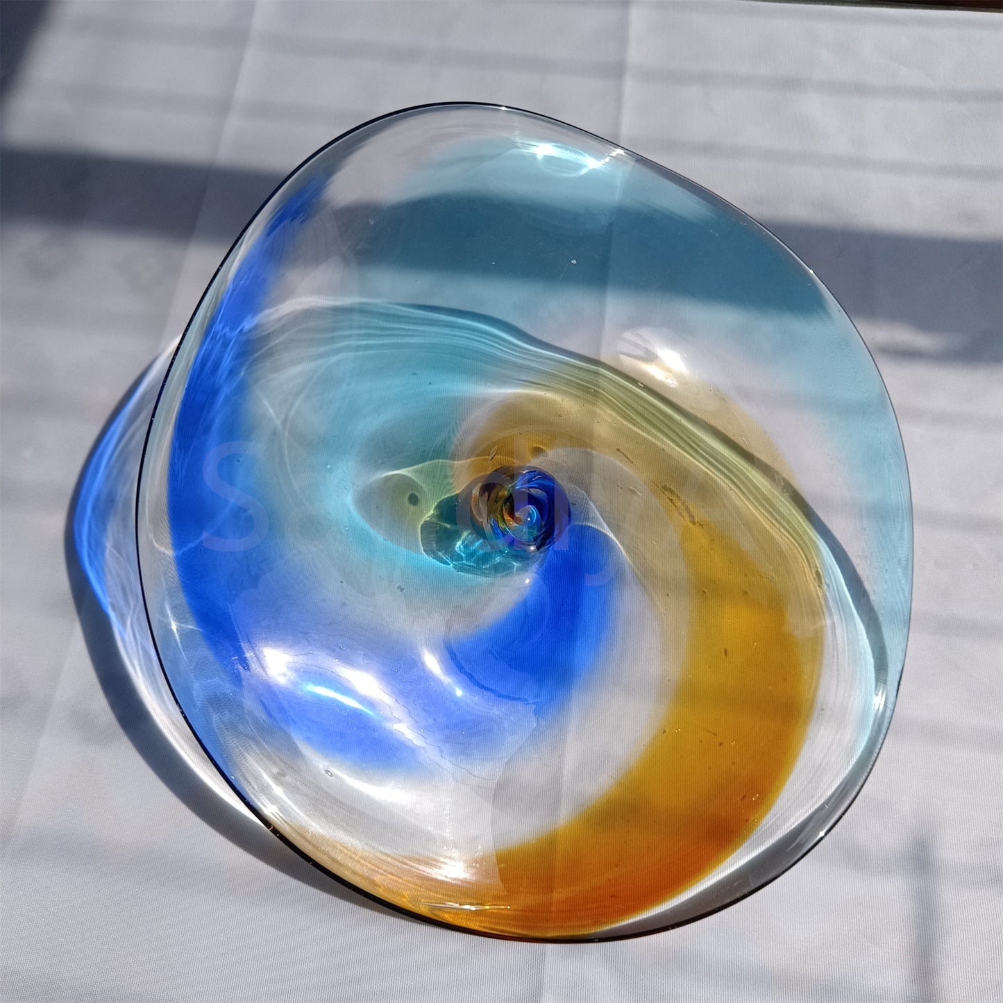 Inspired Chihuly Persian plate rainbow color hand made glass art