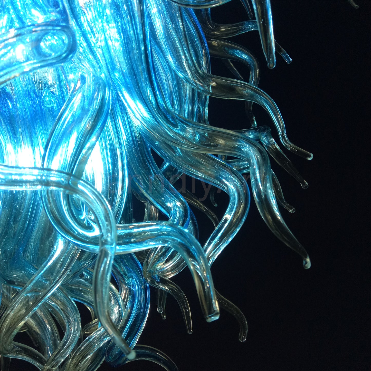 Blue mouth blown glass DIY hand made chandelier home decoration