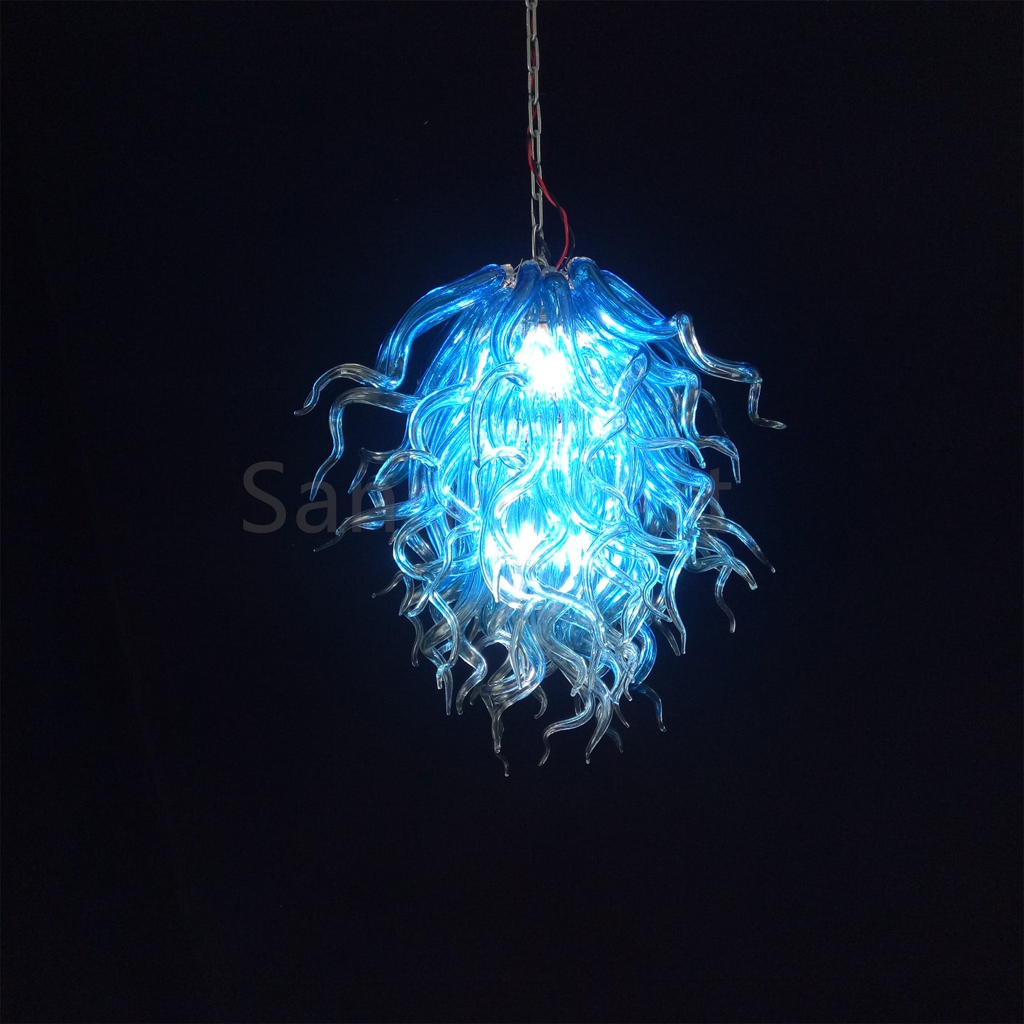 Blue mouth blown glass DIY hand made chandelier home decoration