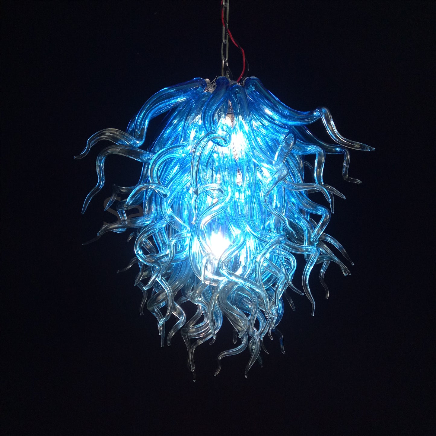 Blue mouth blown glass DIY hand made chandelier home decoration