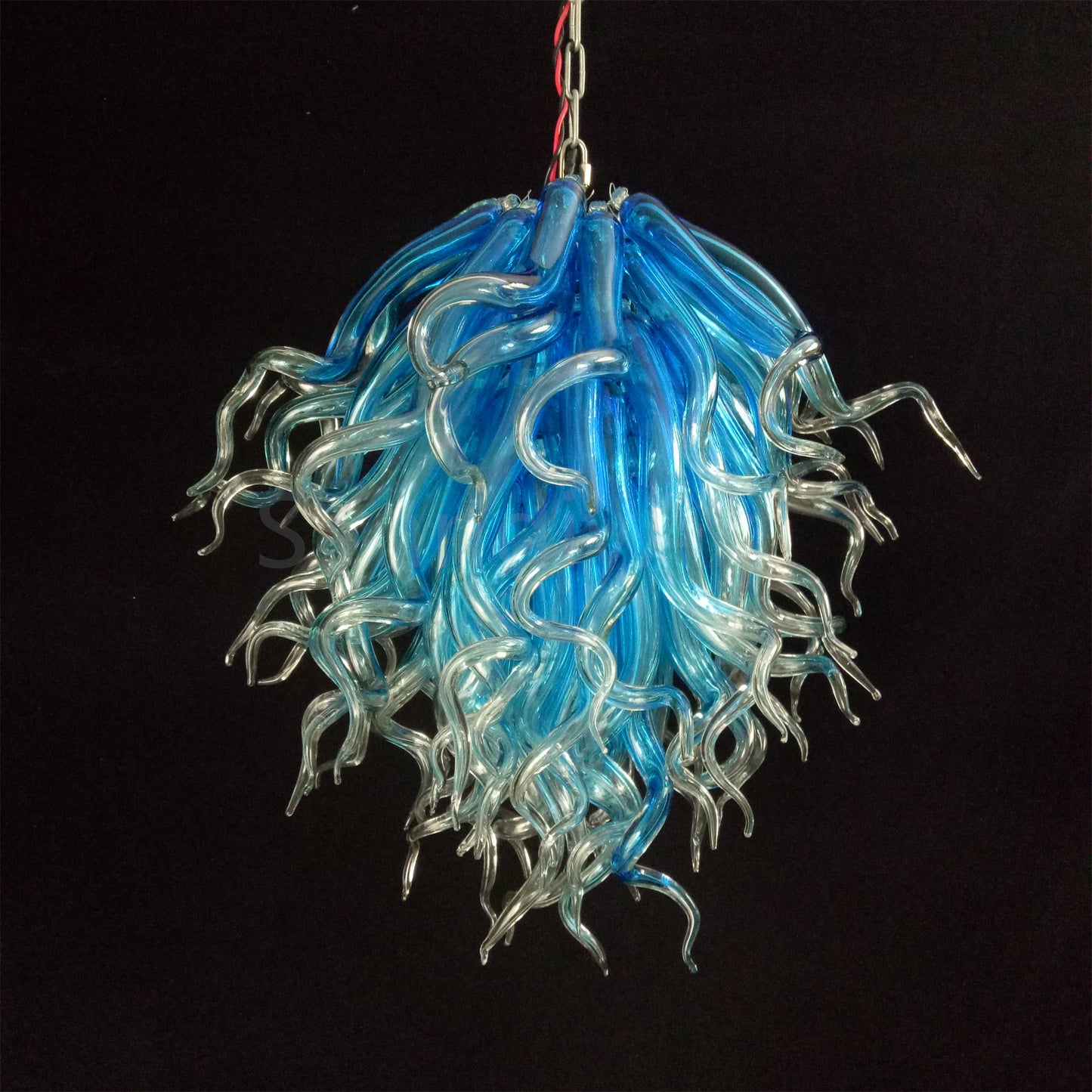 Blue mouth blown glass DIY hand made chandelier home decoration