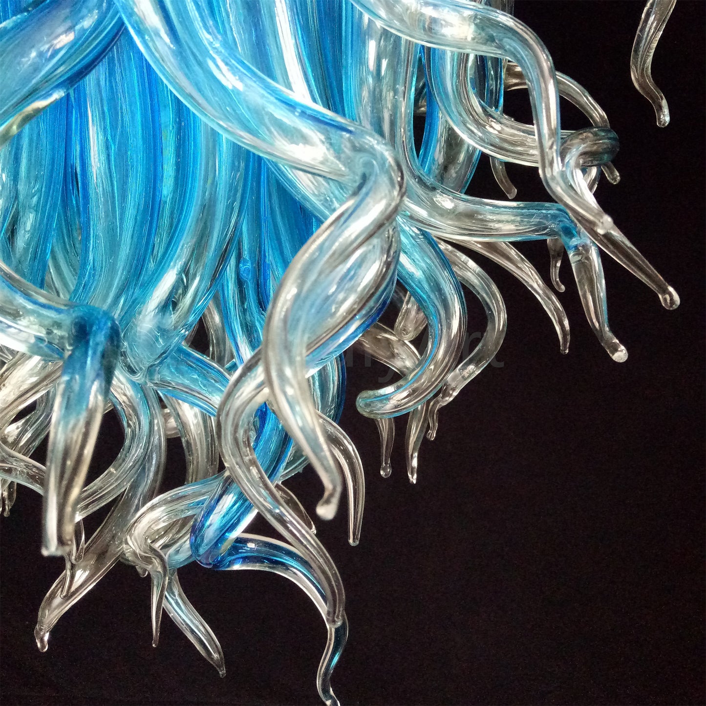 Blue mouth blown glass DIY hand made chandelier home decoration