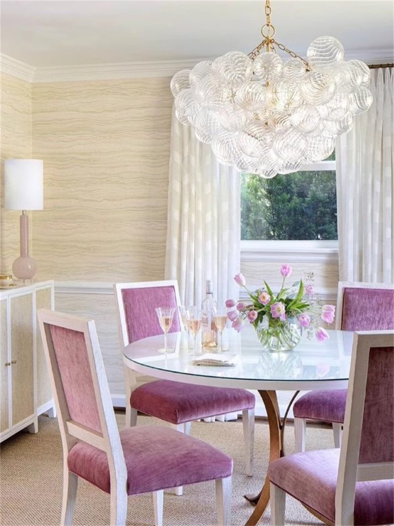 Blown glass bubbles chandelier clear color modern design for dining room