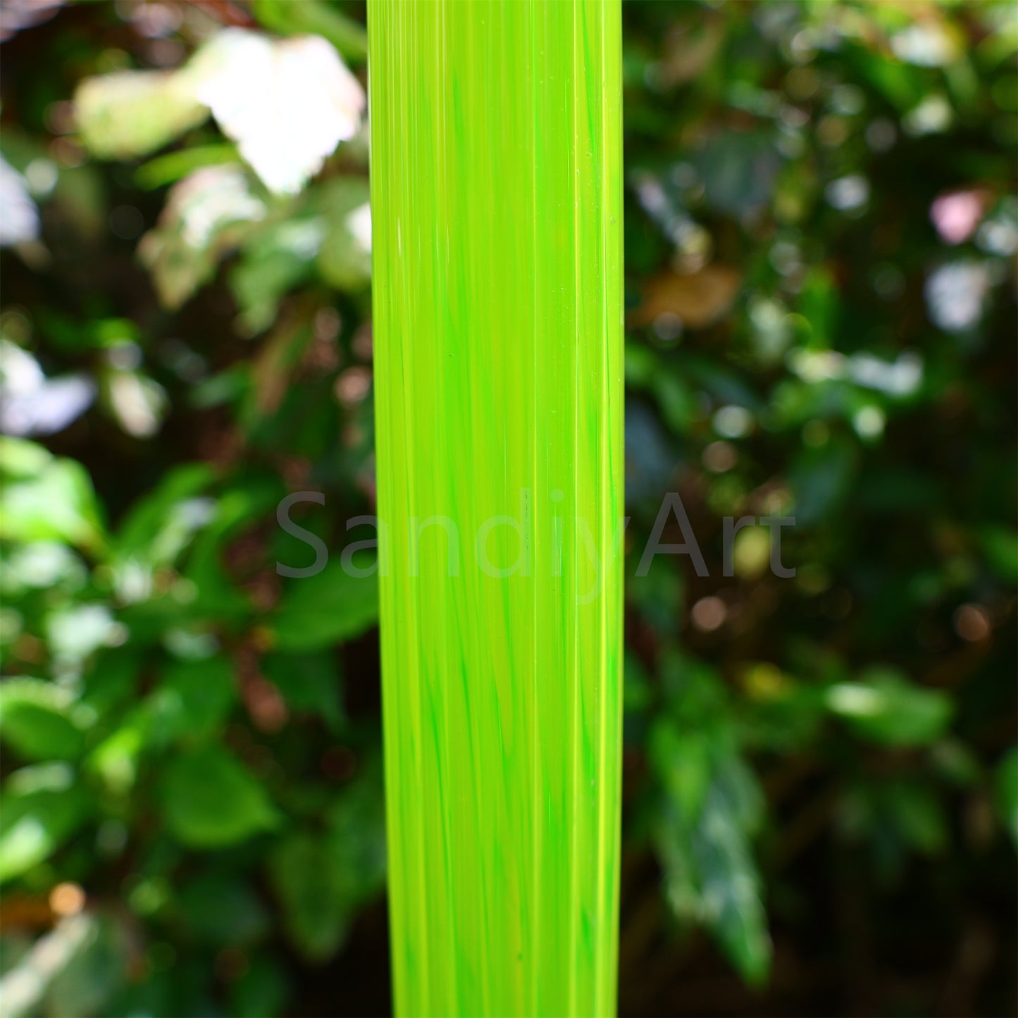 Bright green hand made blown glass sticks decoration similar chihuly garden glass decoration