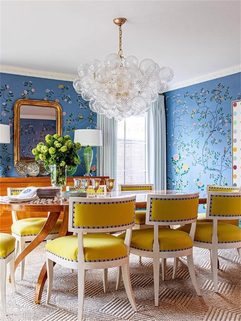 Blown glass bubbles chandelier clear color modern design for dining room