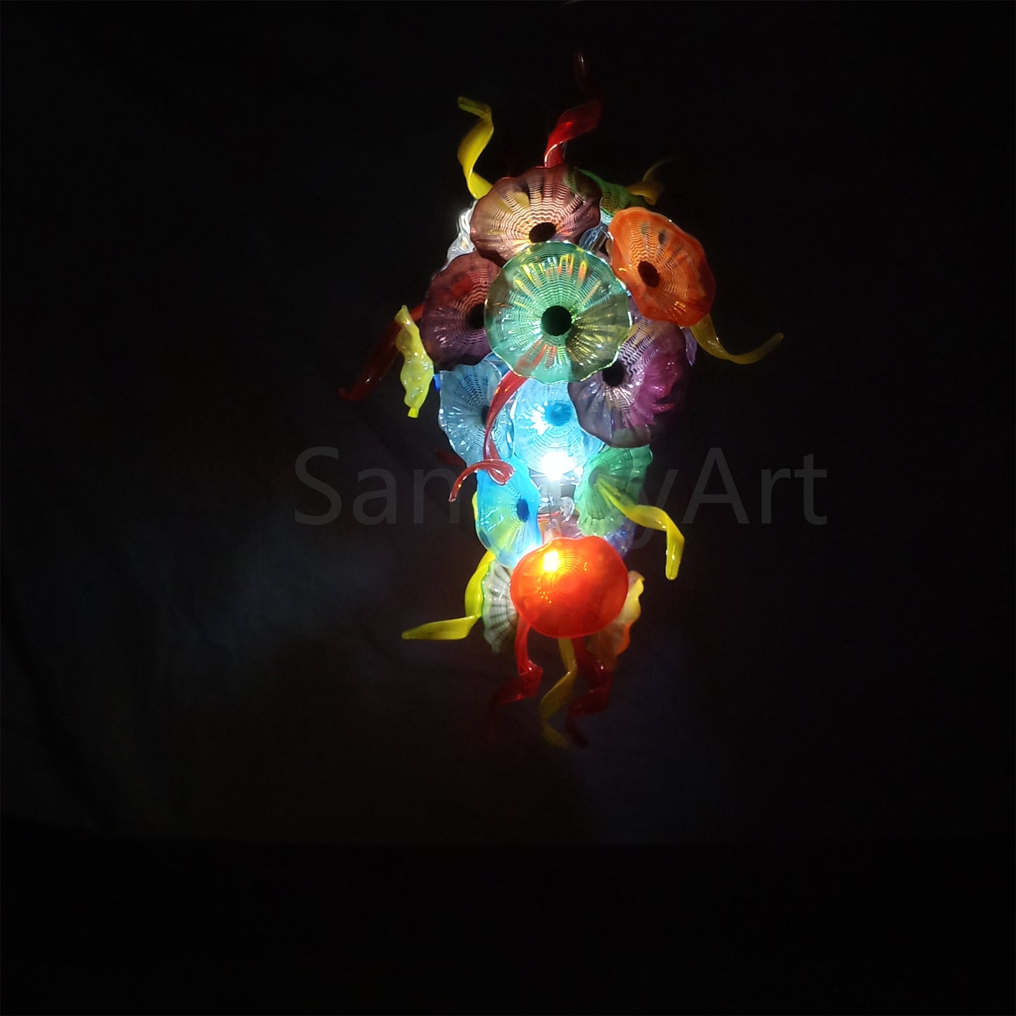 Wedding decoration hand made custom glass hanging floral chandelier