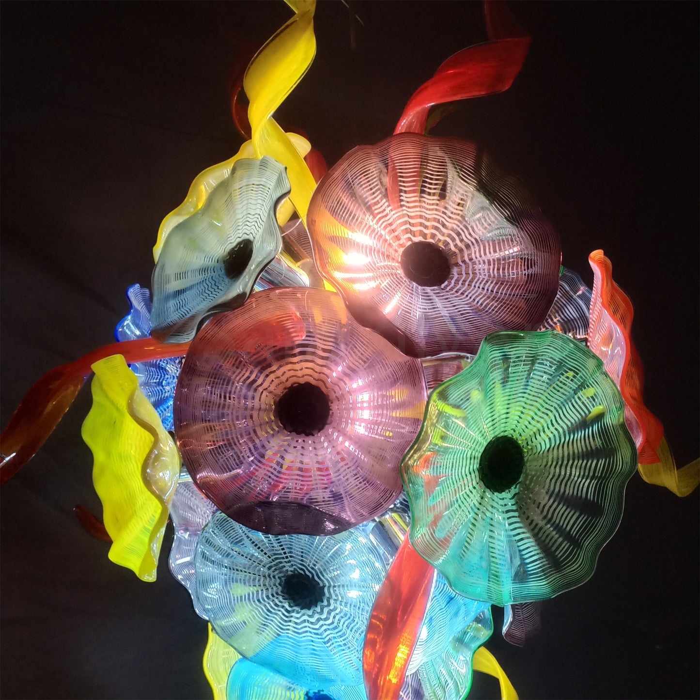 Wedding decoration hand made custom glass hanging floral chandelier