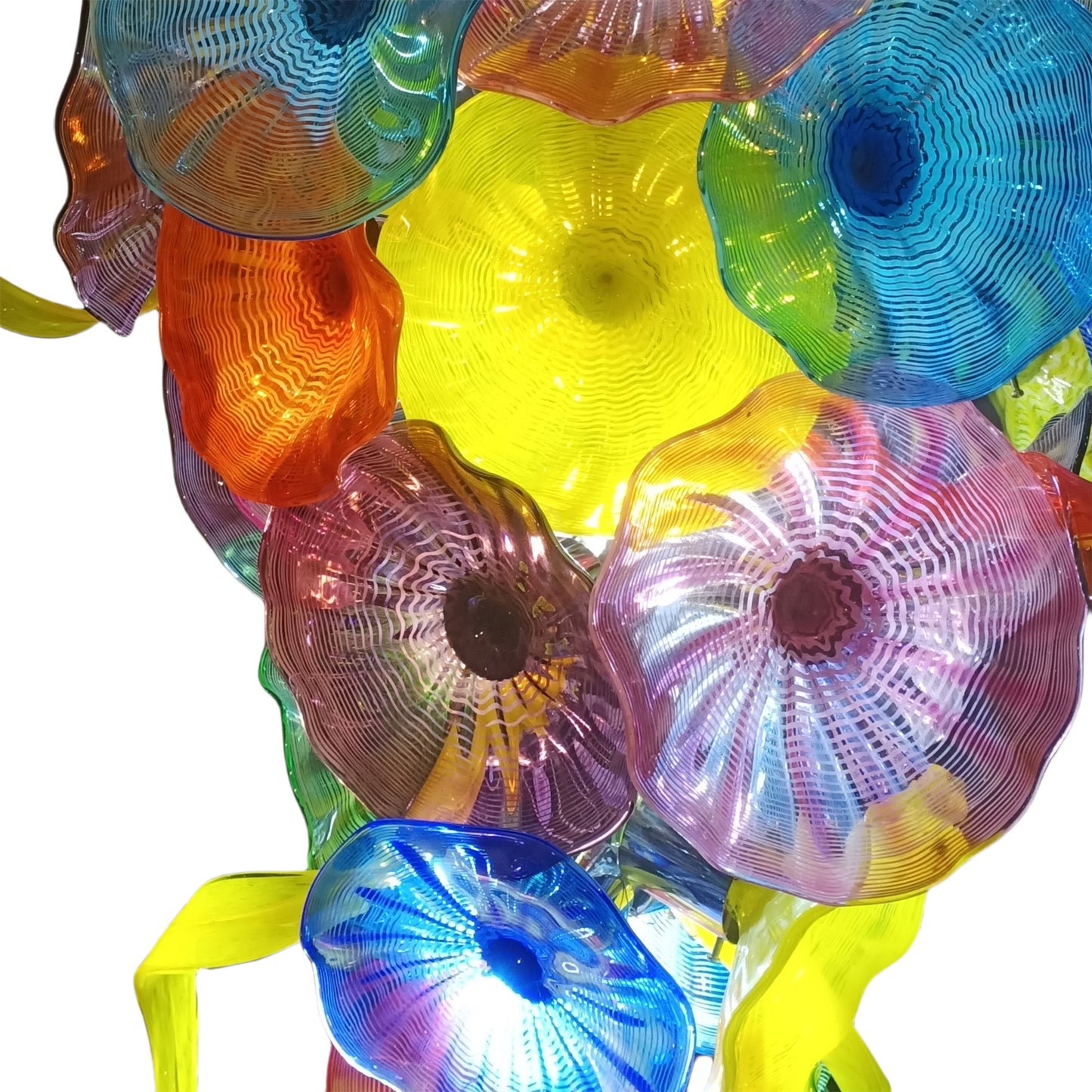 Wedding decoration hand made custom glass hanging floral chandelier