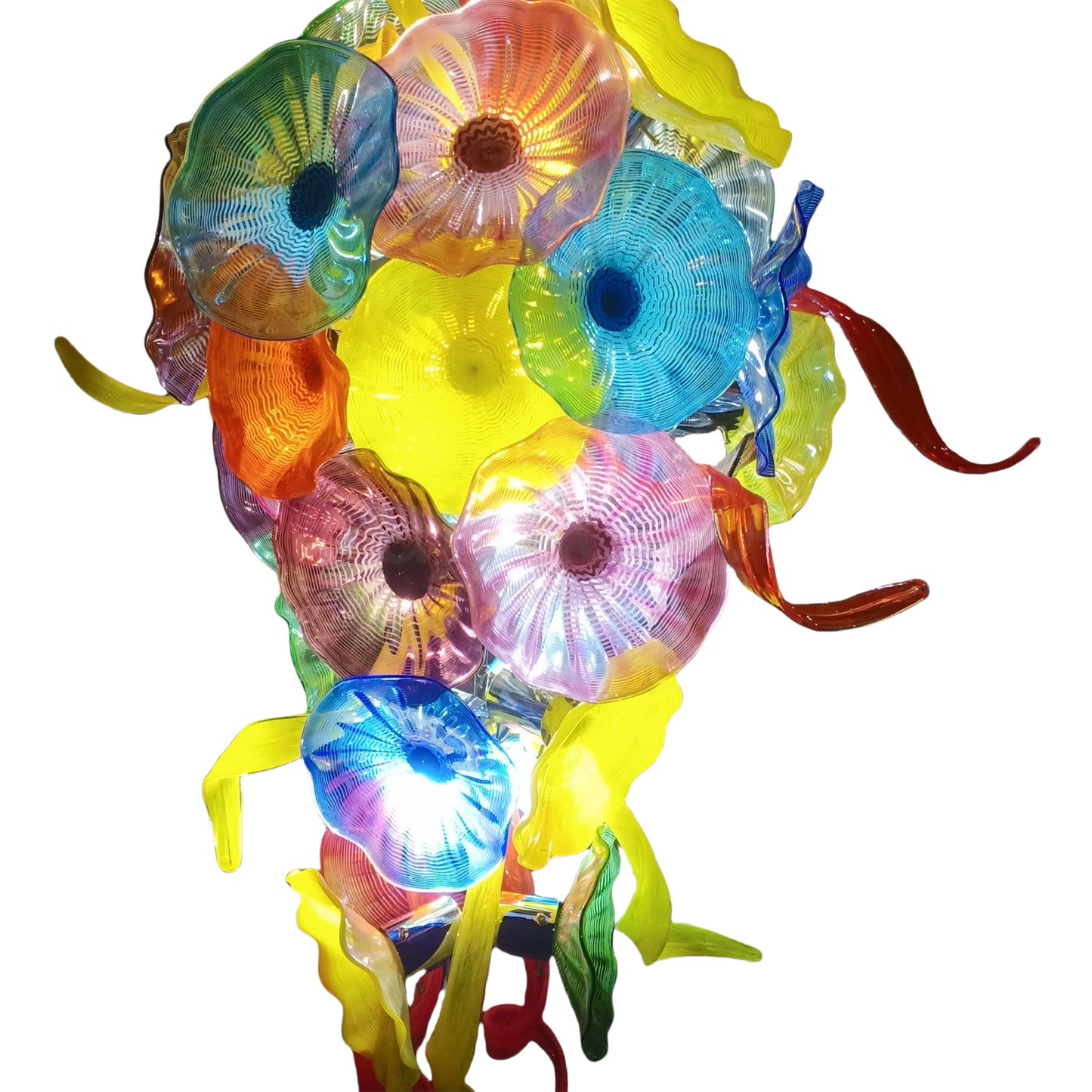 Wedding decoration hand made custom glass hanging floral chandelier