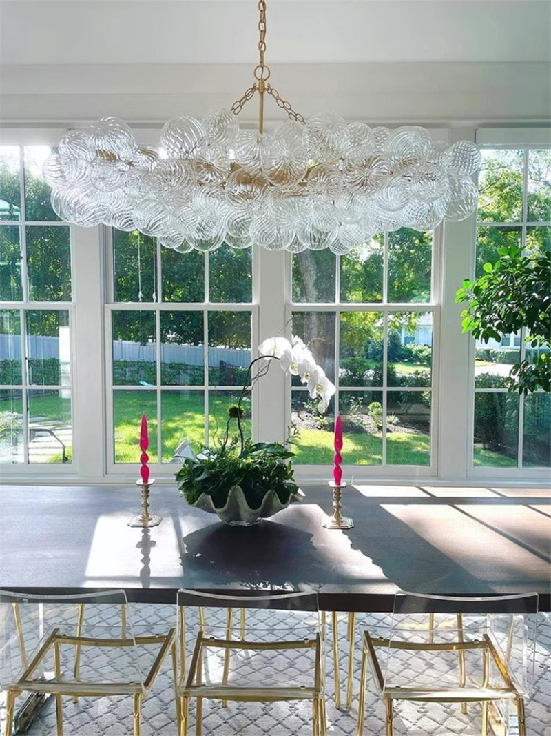 Blown glass bubbles chandelier clear color modern design for dining room