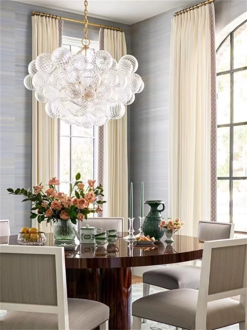 Blown glass bubbles chandelier clear color modern design for dining room