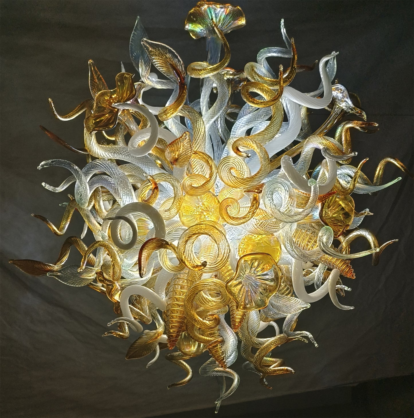 Luxury gold color contemporary blown glass chandeliers