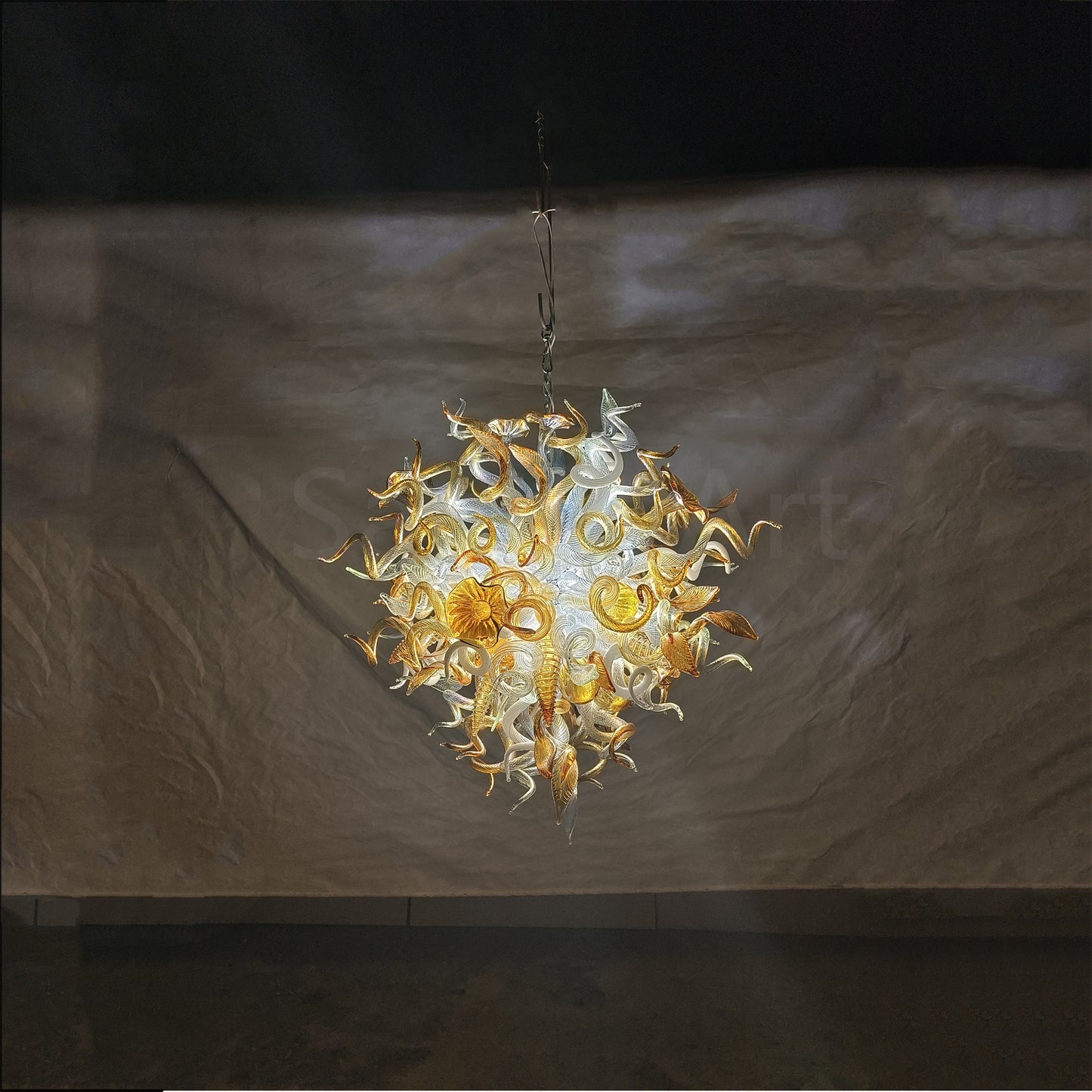 Luxury gold color contemporary blown glass chandeliers