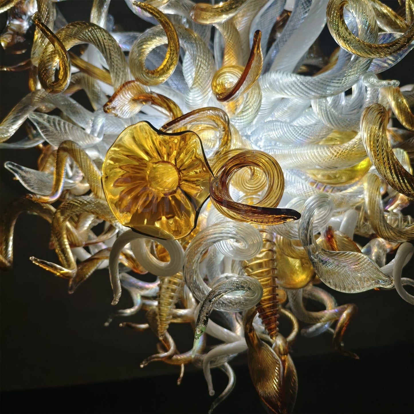 Luxury gold color contemporary blown glass chandeliers
