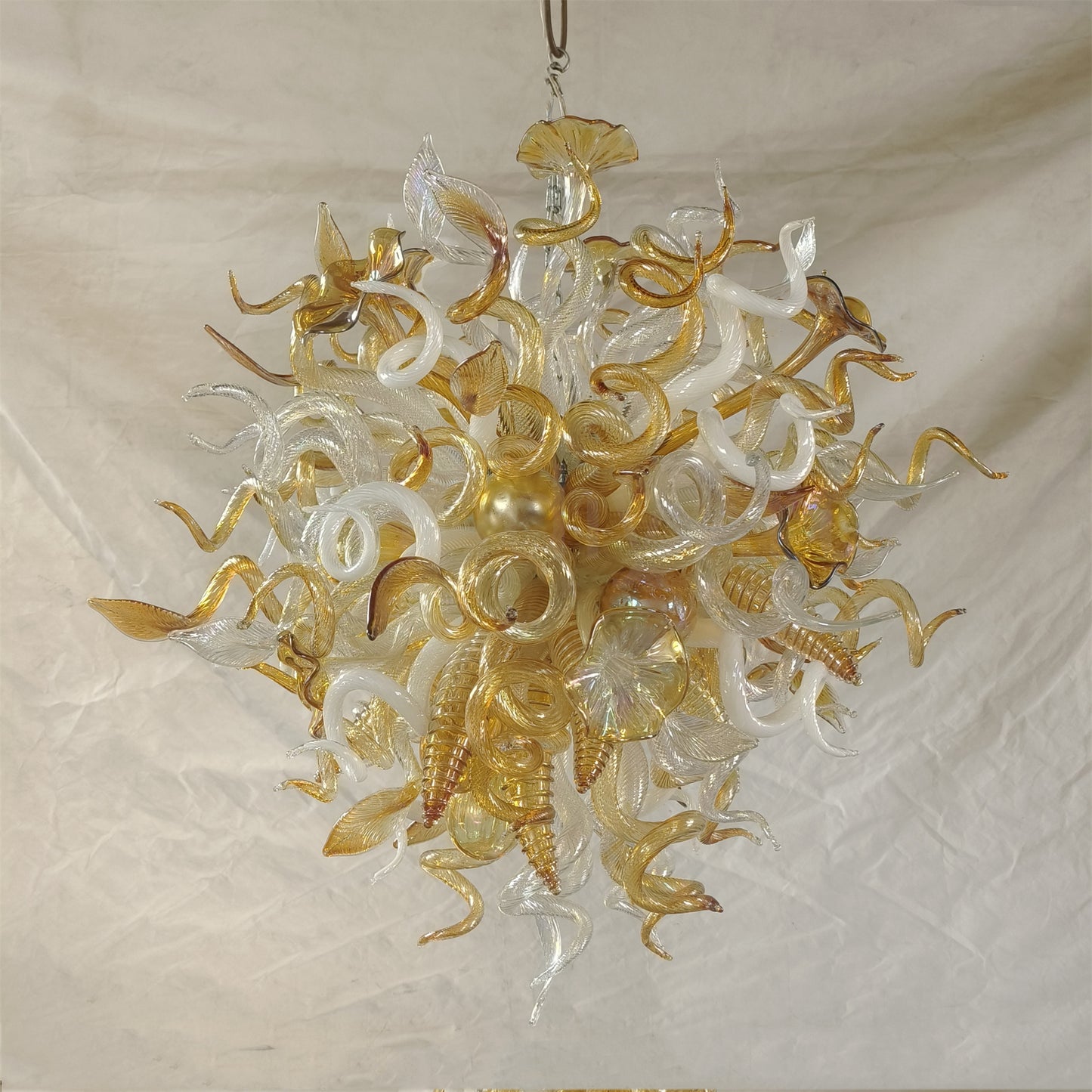 Luxury gold color contemporary blown glass chandeliers