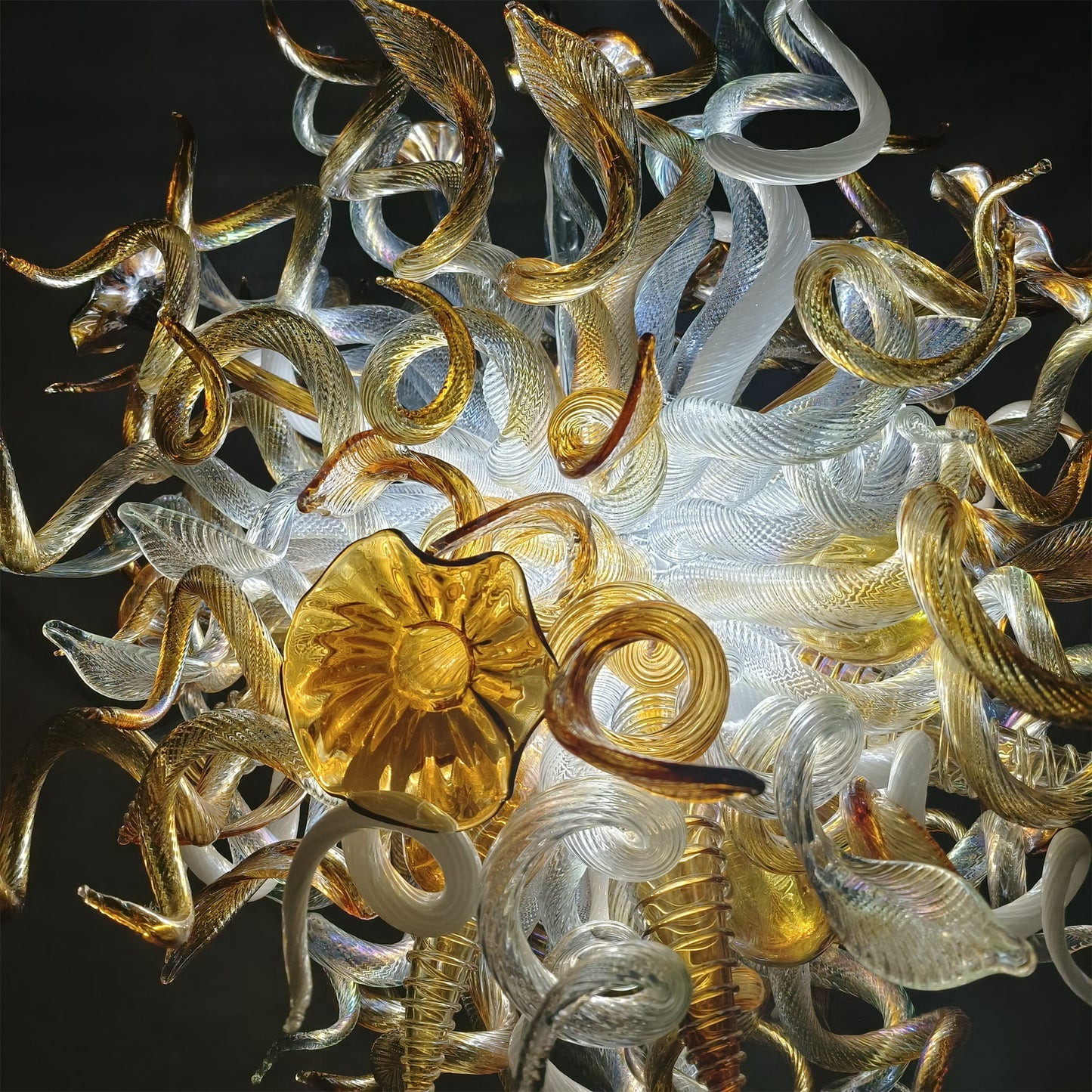 Luxury gold color contemporary blown glass chandeliers