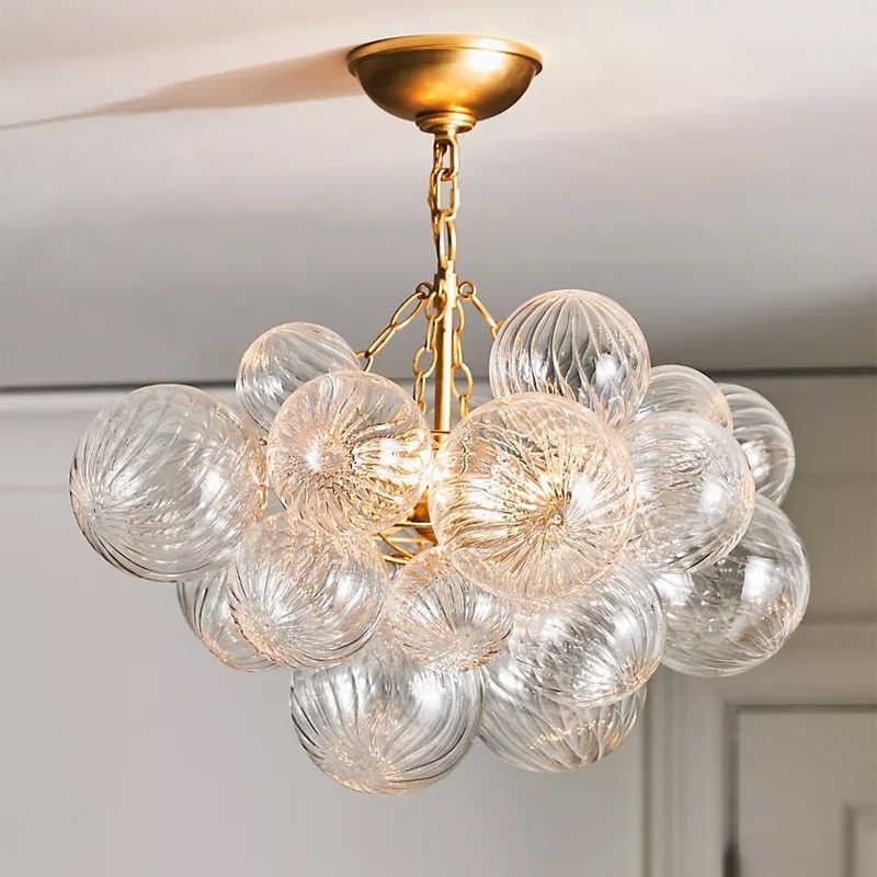 Blown glass bubbles chandelier clear color modern design for dining room