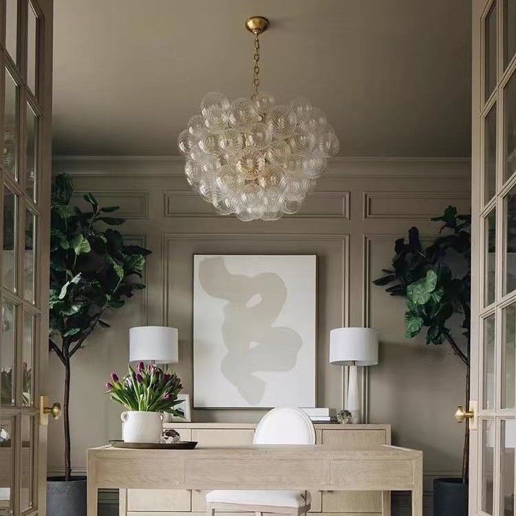 Blown glass bubbles chandelier clear color modern design for dining room