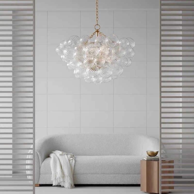 Blown glass bubbles chandelier clear color modern design for dining room
