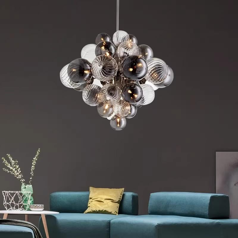 Retro dark style chandelier glass balls with clear and black color