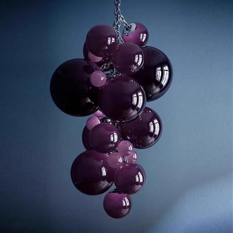 Grape shape blown glass lamp in purple/blue/white/amber color