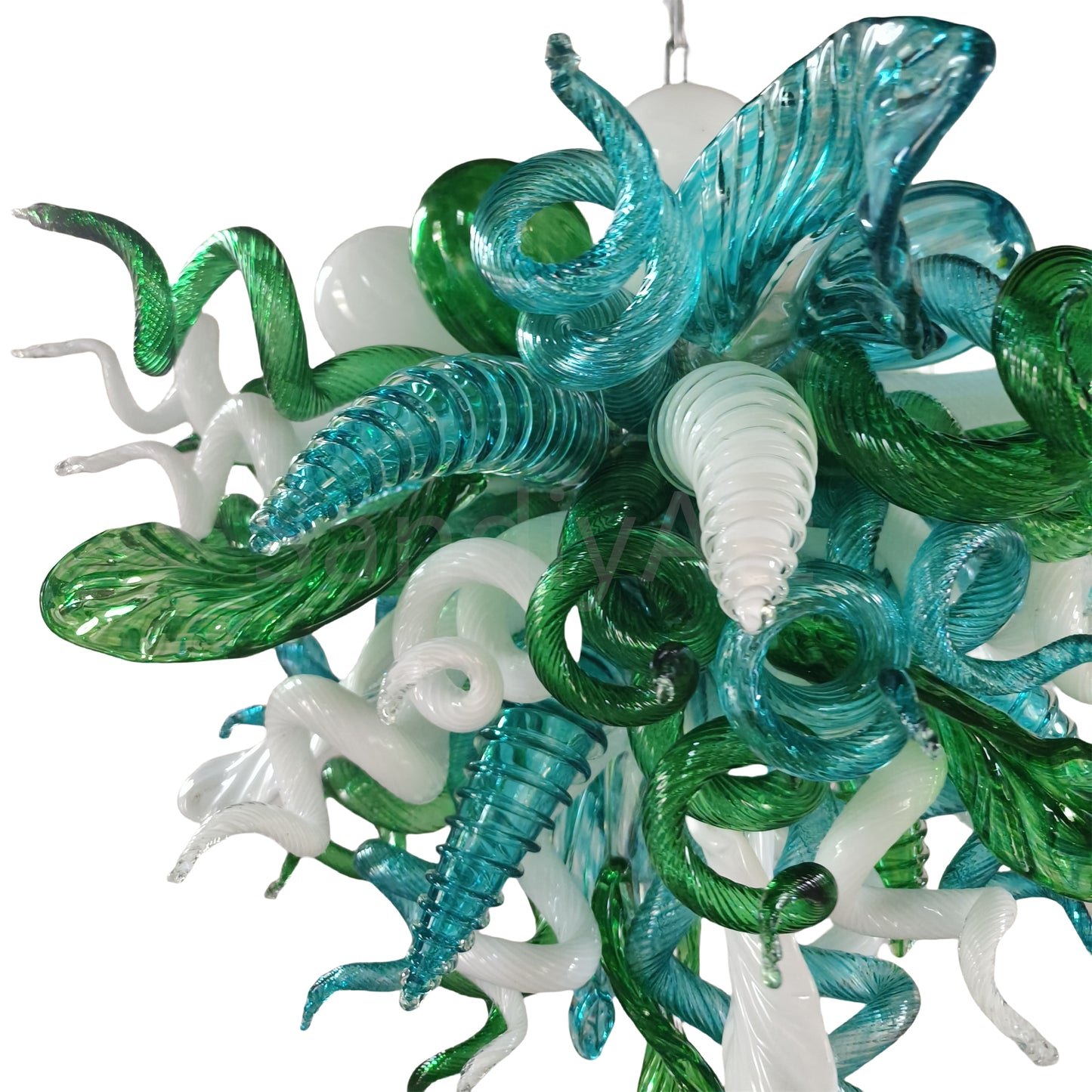 Green color DIY hand blown glass chandelier dining room decoration