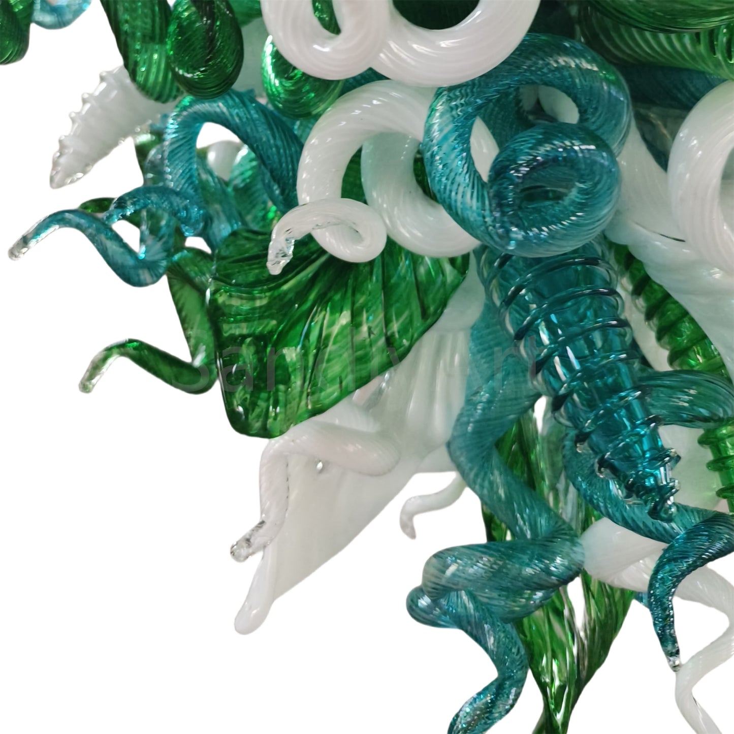 Green color DIY hand blown glass chandelier dining room decoration