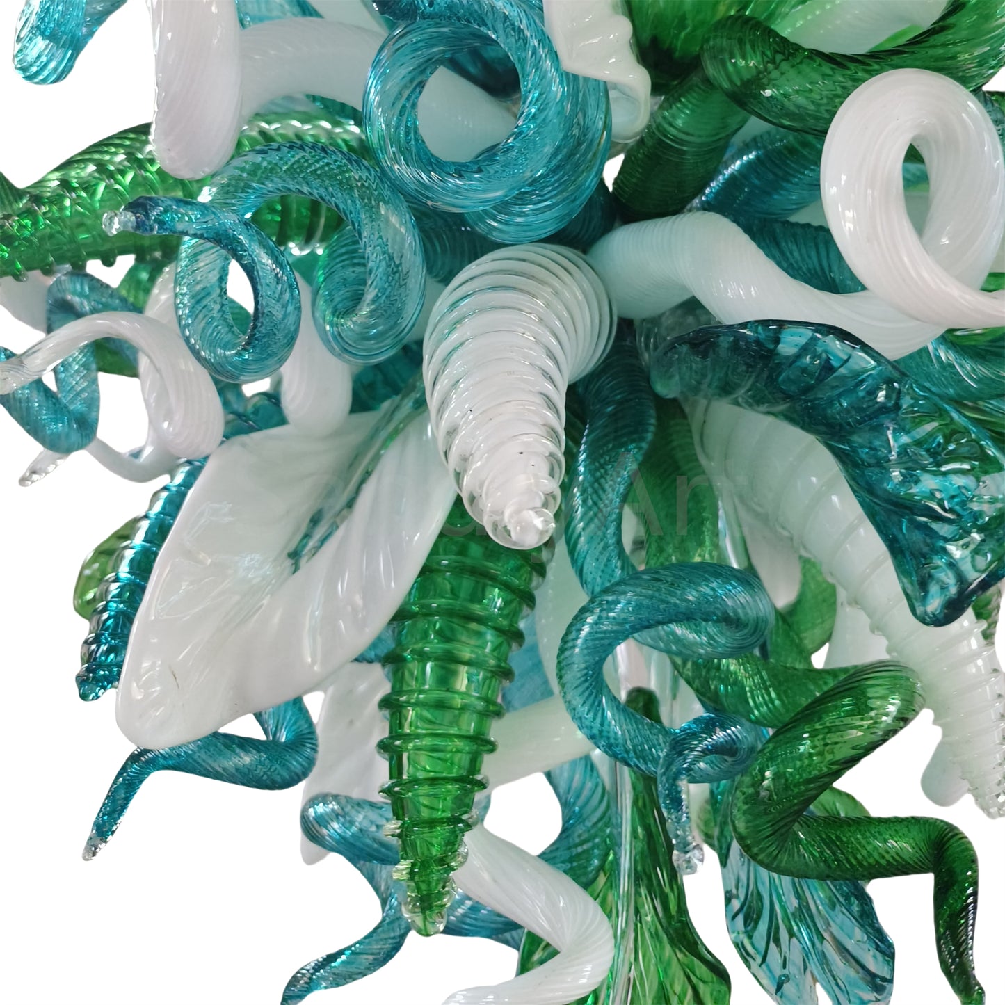 Green color DIY hand blown glass chandelier dining room decoration
