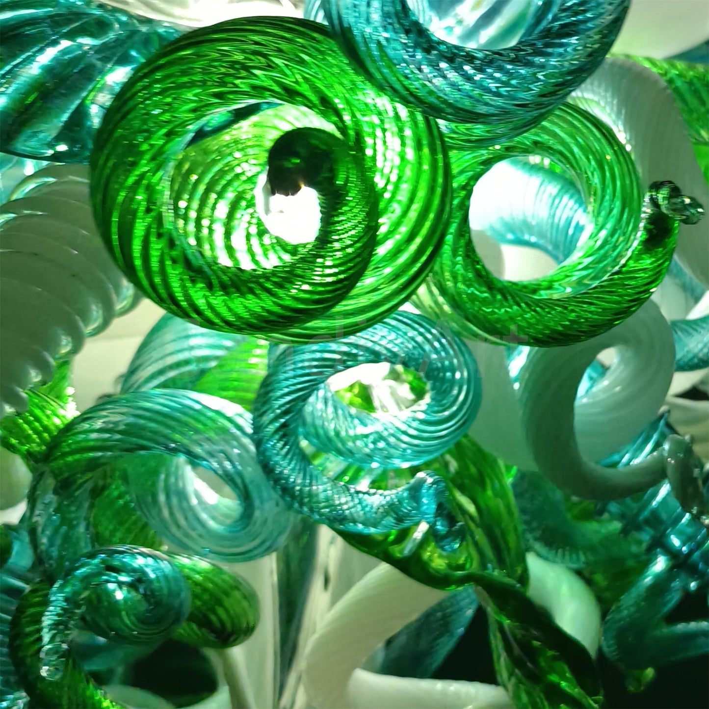 Green color DIY hand blown glass chandelier dining room decoration