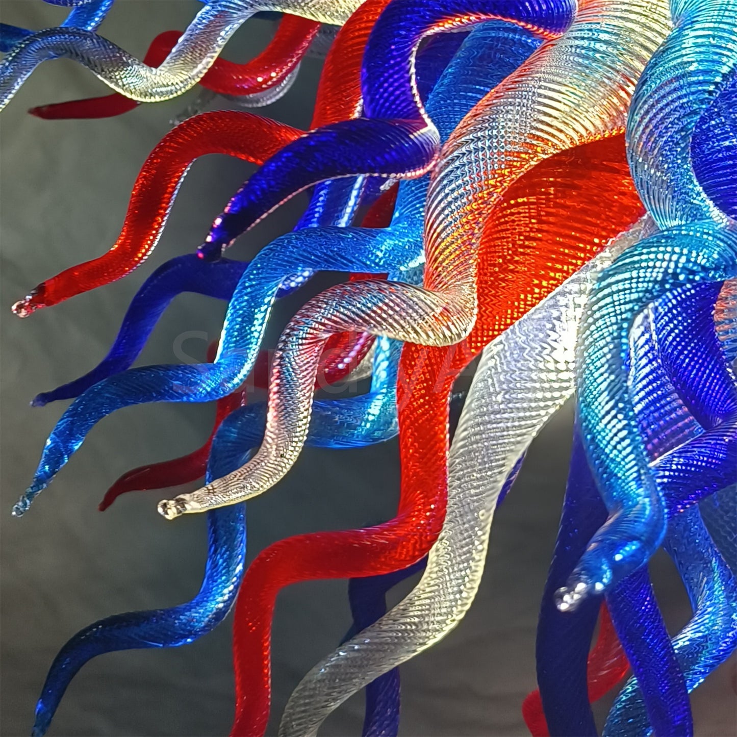 Red and blue handmade colored glaze chandelier home lighting