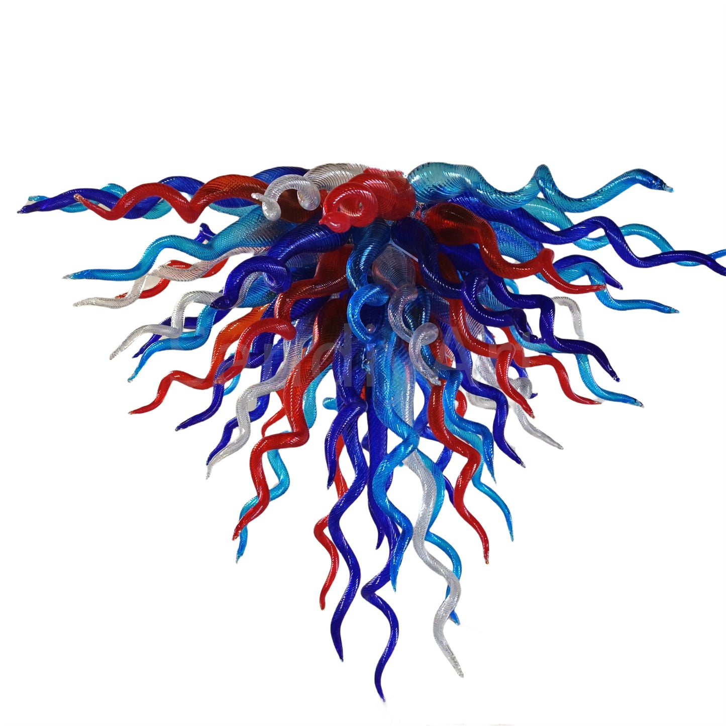 Red and blue handmade colored glaze chandelier home lighting