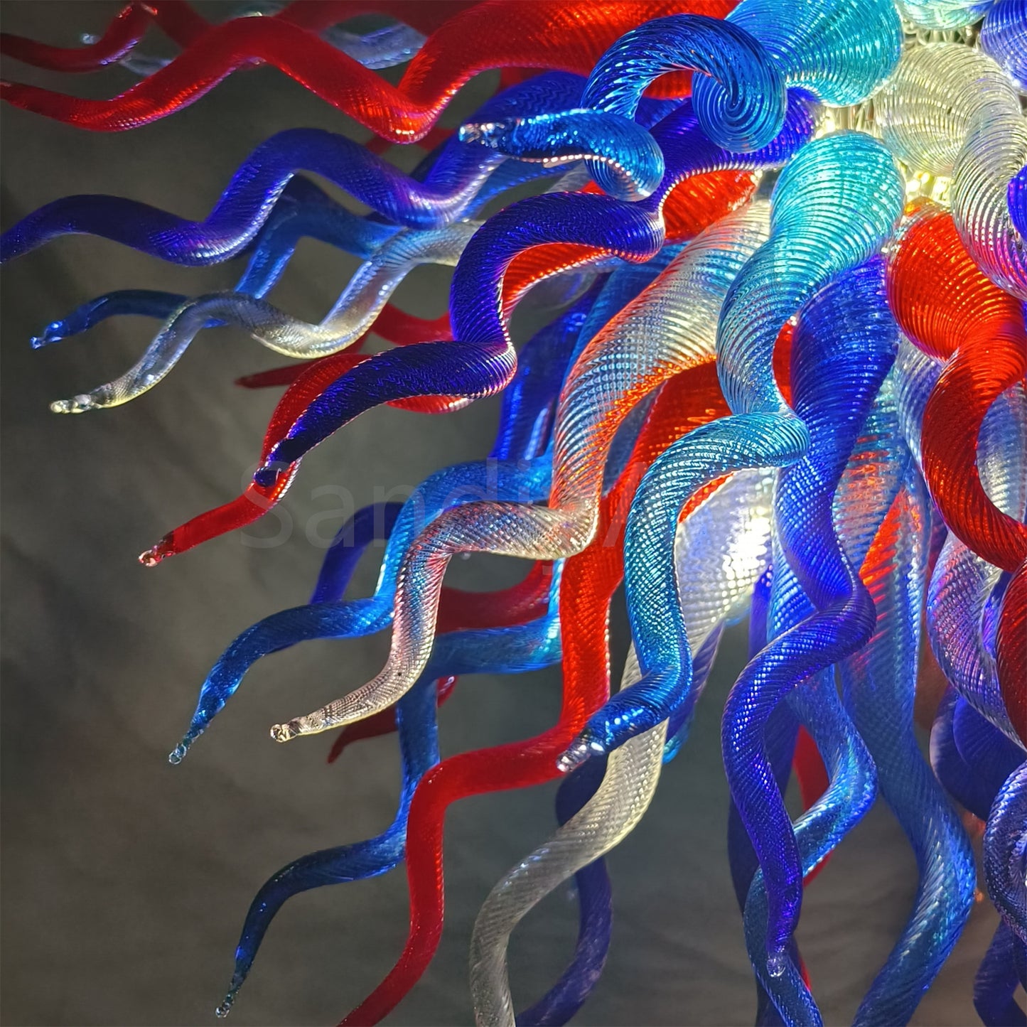 Red and blue handmade colored glaze chandelier home lighting