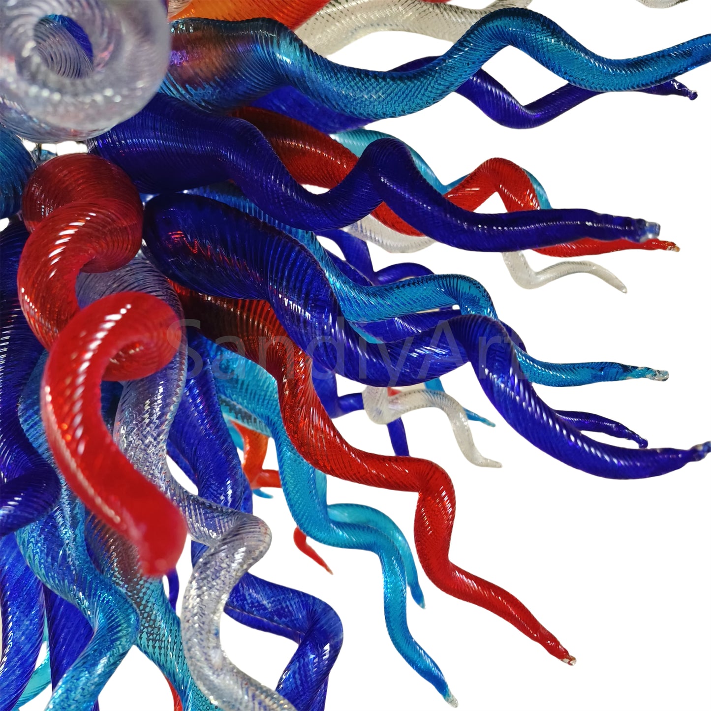 Red and blue handmade colored glaze chandelier home lighting