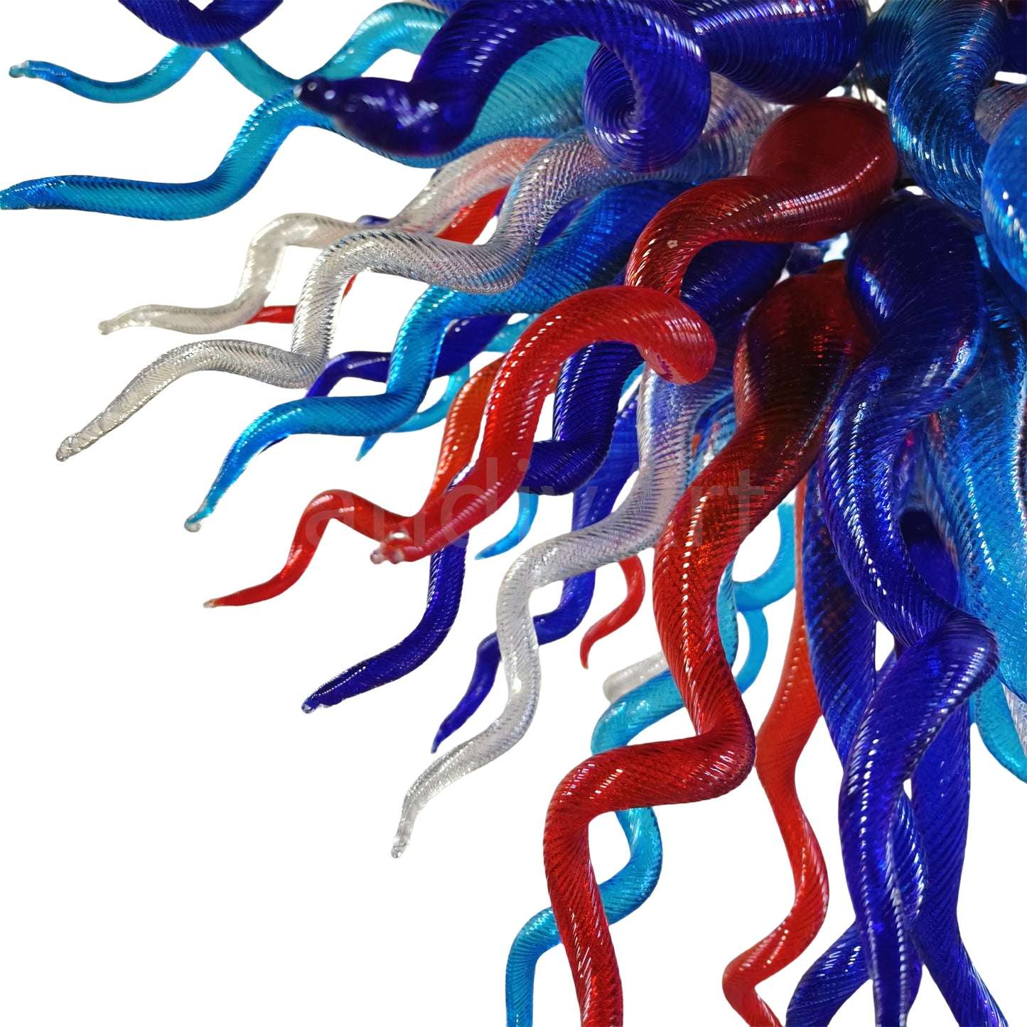 Red and blue handmade colored glaze chandelier home lighting