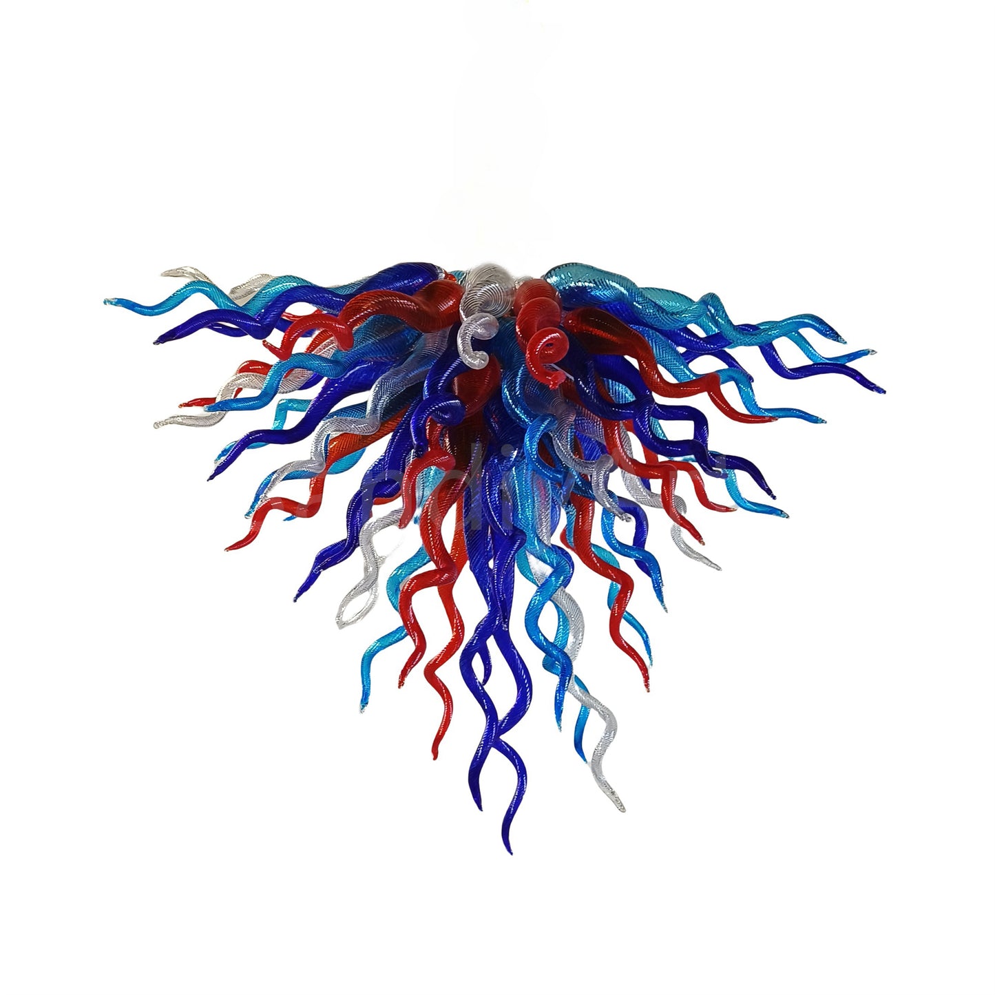 Red and blue handmade colored glaze chandelier home lighting