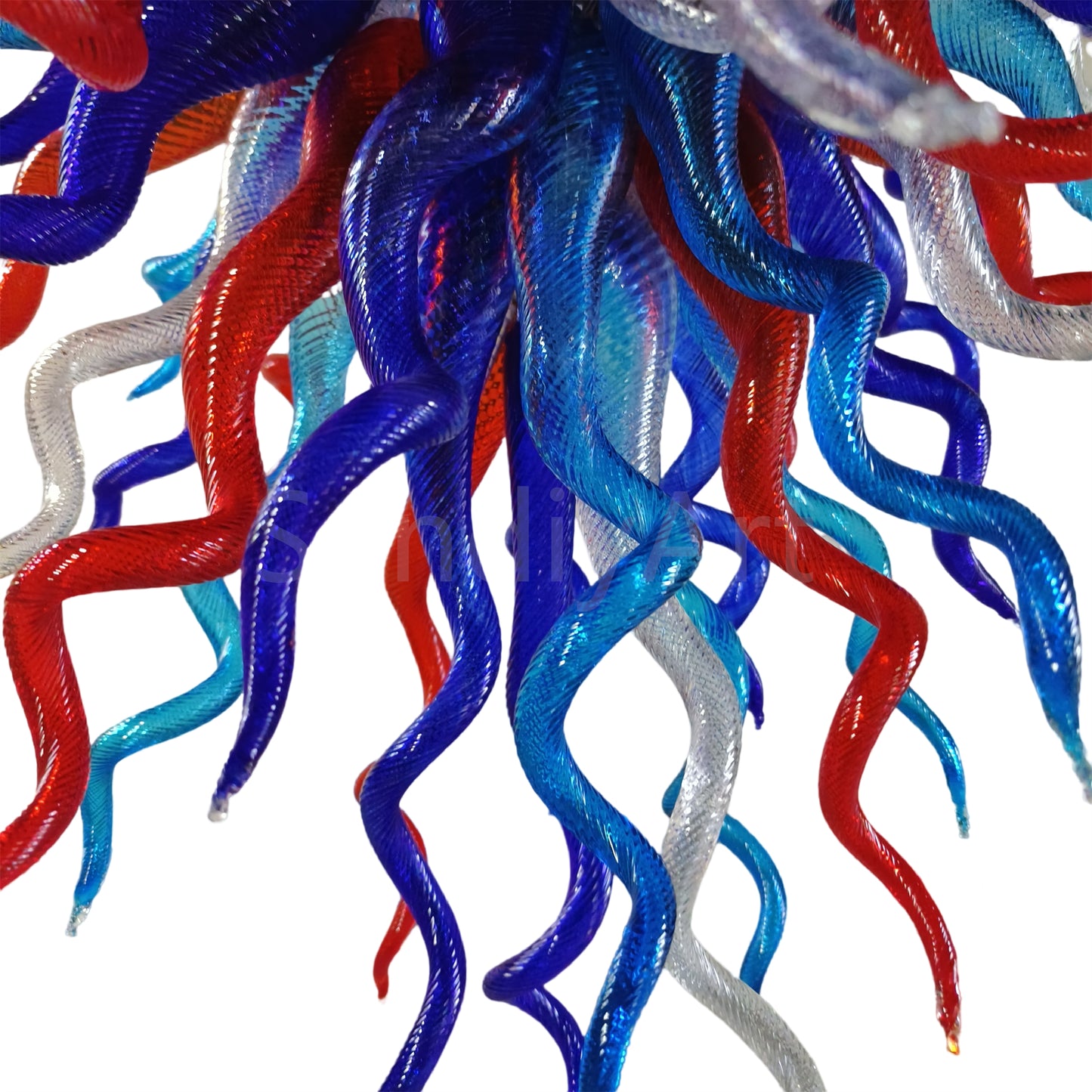 Red and blue handmade colored glaze chandelier home lighting