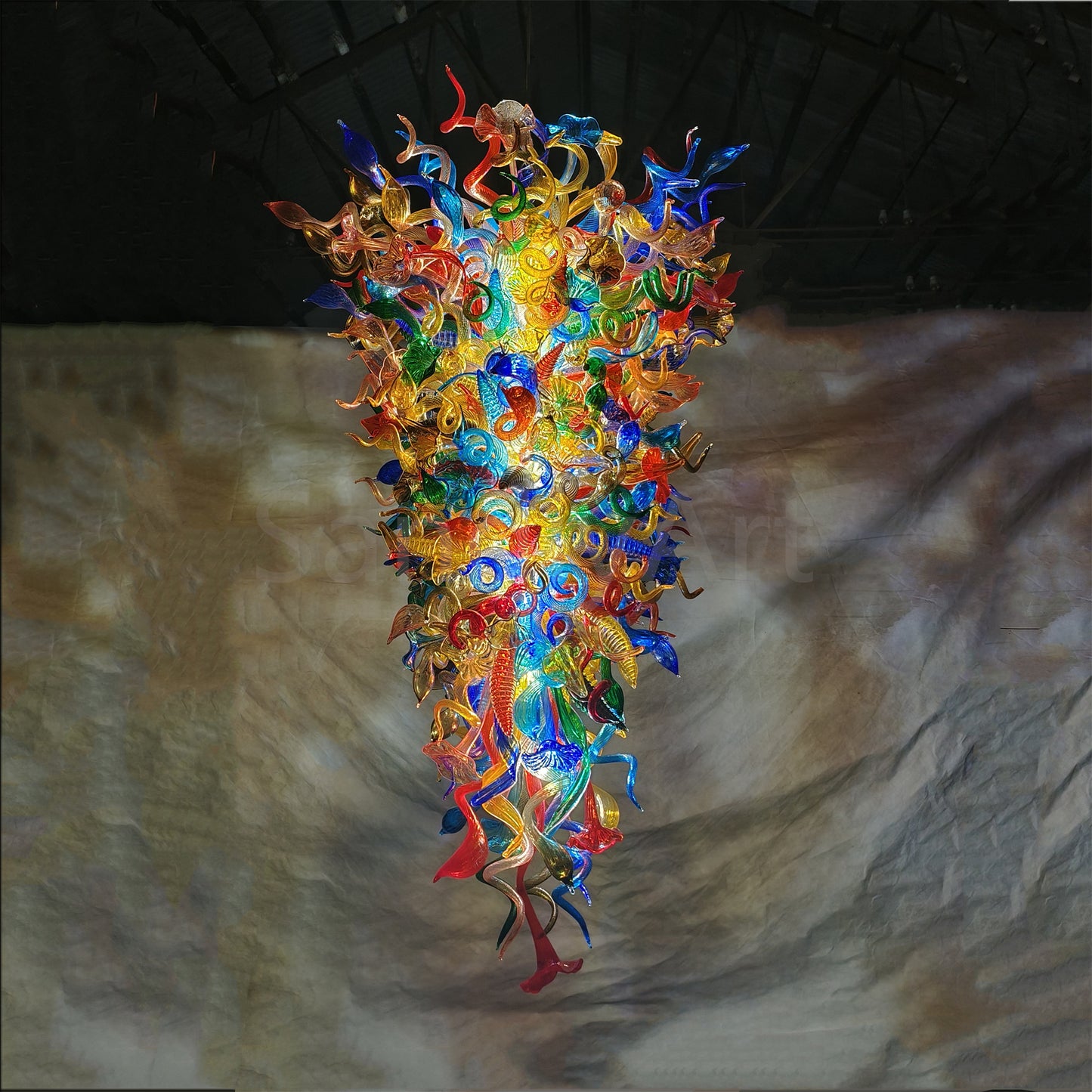 Luxury multicolor hand made villa chandelier colored glaze