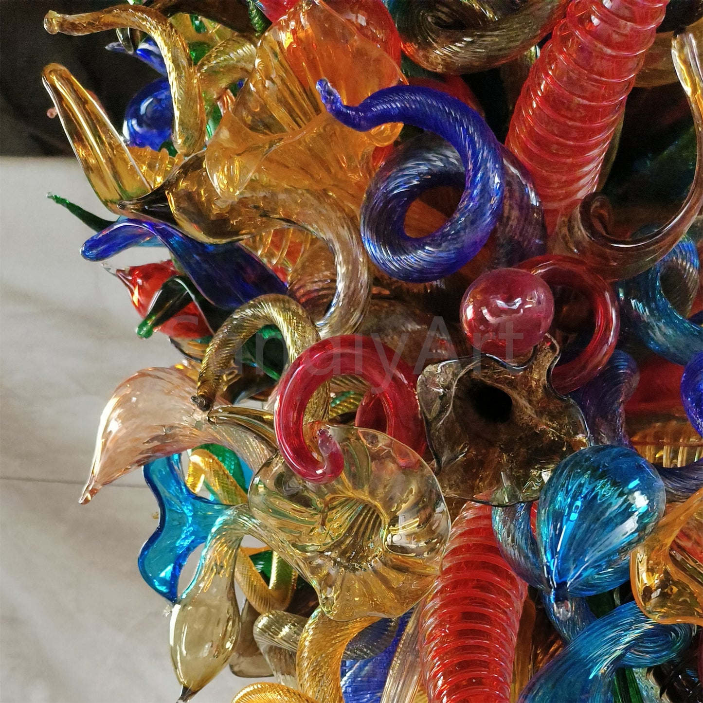 Luxury multicolor hand made villa chandelier colored glaze